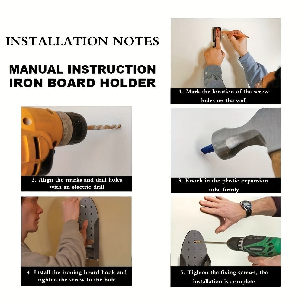 MCMLS Heavy-Duty Ironing Board Holder Wall-Mounted Space-Saving Rack with Dual Hooks for NZ Homes & Apartments