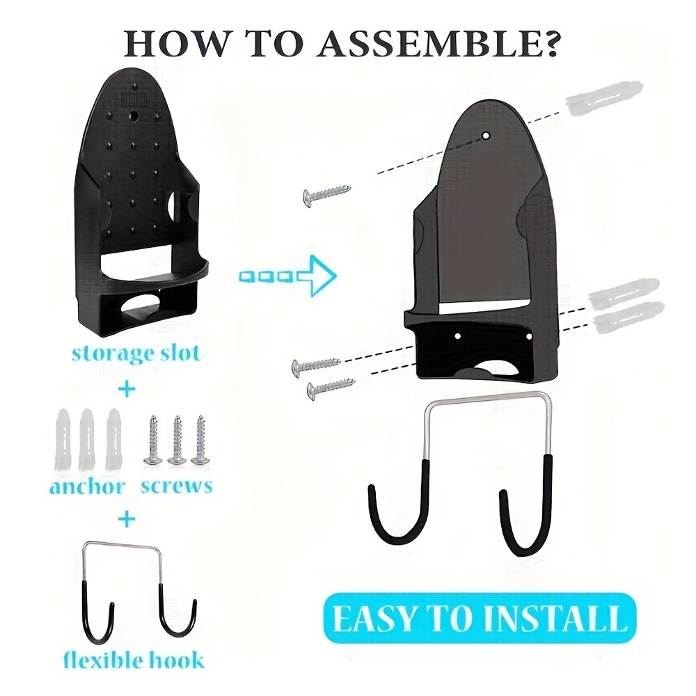 MCMLS Heavy-Duty Ironing Board Holder Wall-Mounted Space-Saving Rack with Dual Hooks for NZ Homes & Apartments
