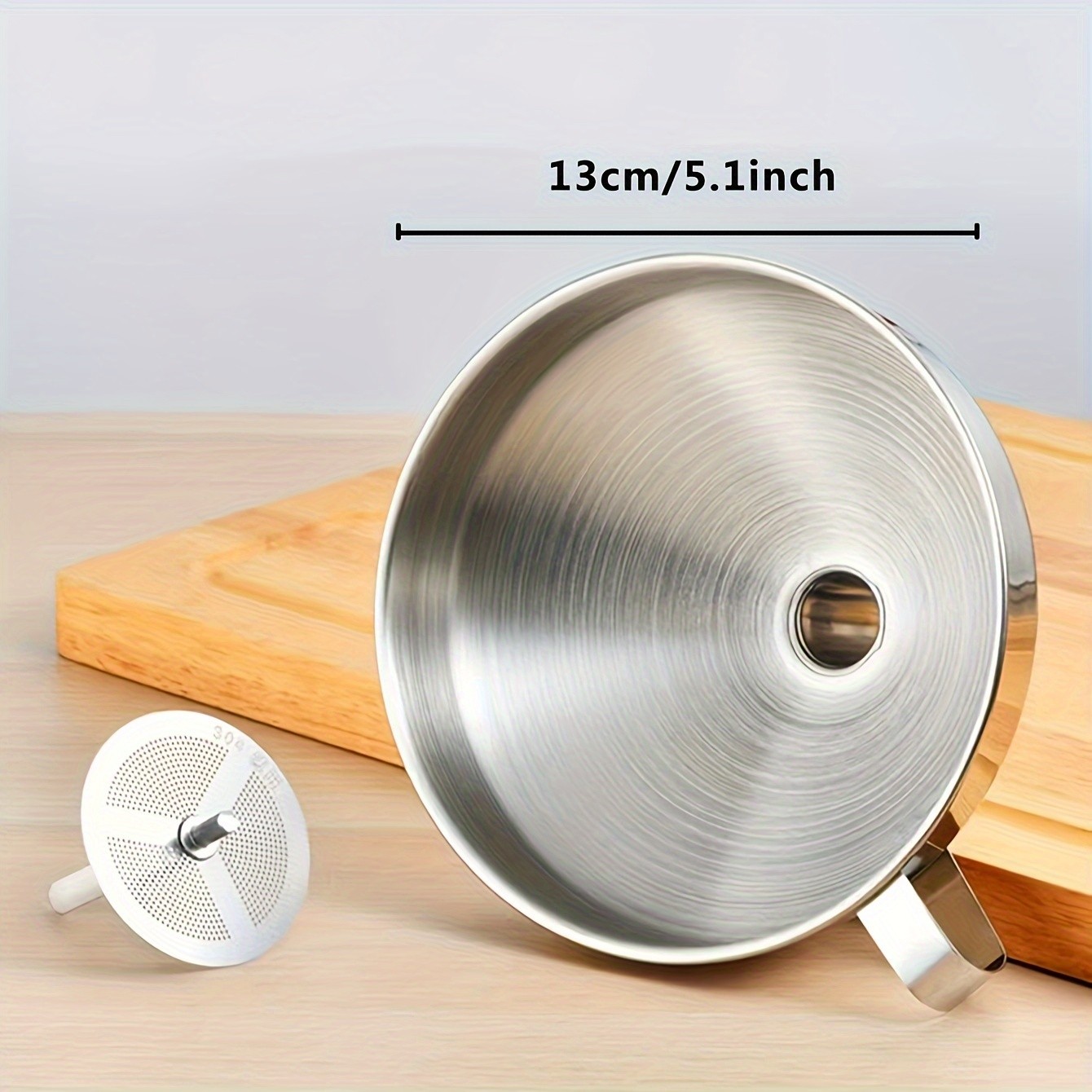 YUHUPHYLLIC 304 Stainless Steel Funnel with Wide Mouth  Oil Strainer and Ladle for NZ Kitchens