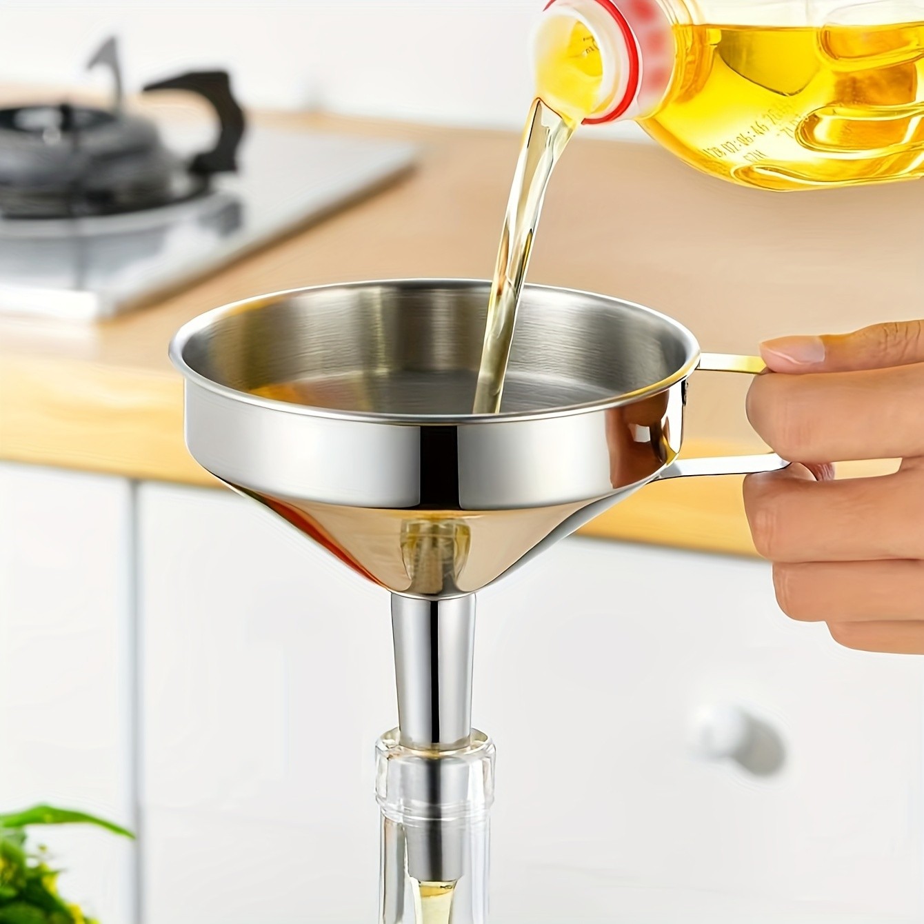 YUHUPHYLLIC 304 Stainless Steel Funnel with Wide Mouth  Oil Strainer and Ladle for NZ Kitchens