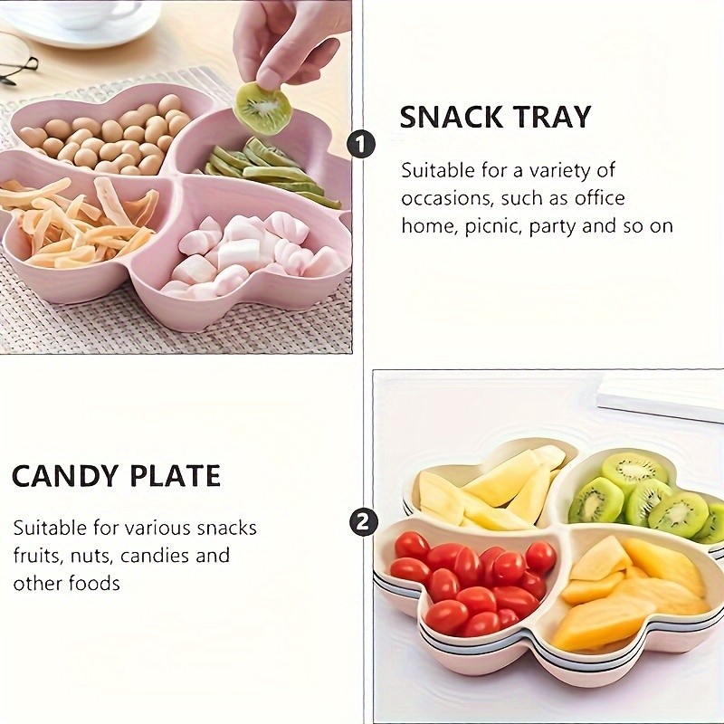 YUHUPHYLLIC Heart-Shaped Divided Fruit Tray Reusable Snack & Dessert Platter for NZ Parties & Home Use