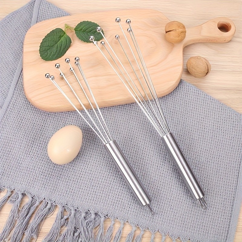 YUHUPHYLLIC 25.4cm Stainless Steel Bead Whisk  Handheld Egg, Cream & Sauce Whisk for NZ Kitchens