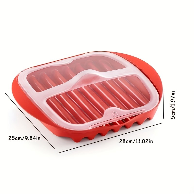 YUHUPHYLLIC Microwave Bacon Cooker Tray with Lid  Non-Slip, Fat-Draining Design for Quick Bacon Prep in NZ Kitchens