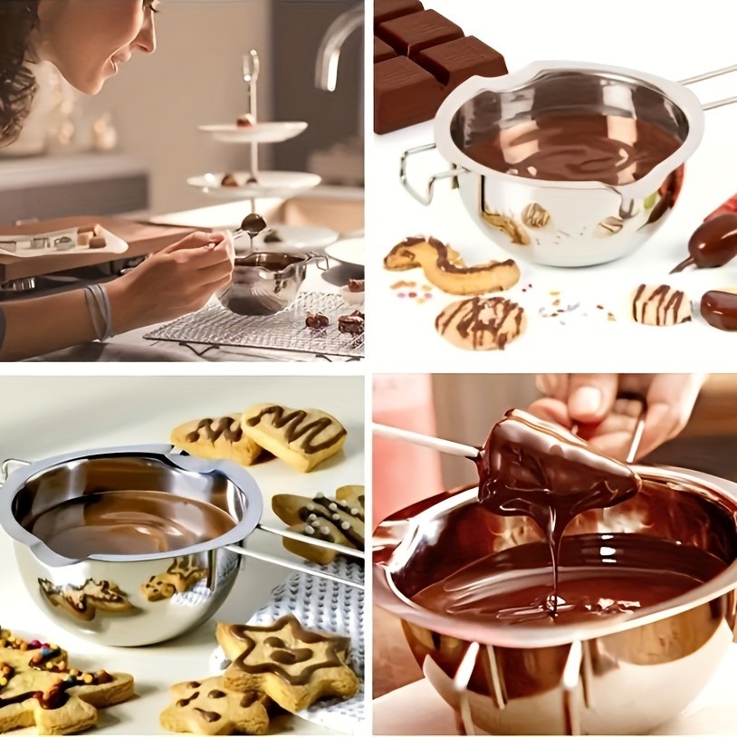 YUHUPHYLLIC Stainless Steel Chocolate Melting Pot  Double Boiler for Baking, Fondue & Multi-Purpose Melting