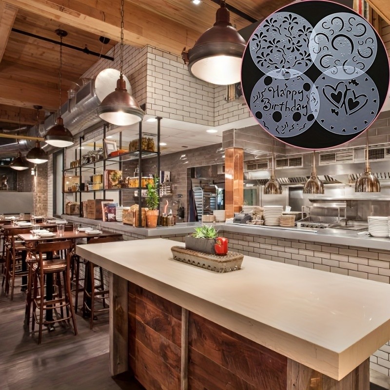 YUHUPHYLLIC 4pcs Cake Decorating Stencil Set  PVC Tools for Cupcakes, Weddings & Parties