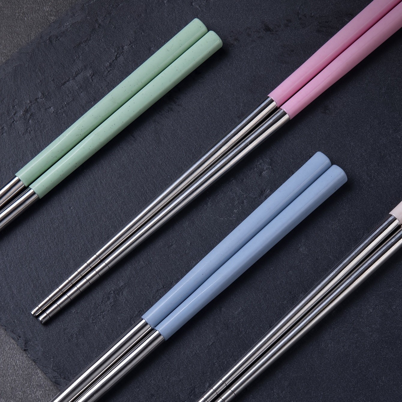 YUHUPHYLLIC 4 Pairs Stainless Steel Chopsticks  Reusable, Non-Slip, Dishwasher Safe Utensils for NZ Dining