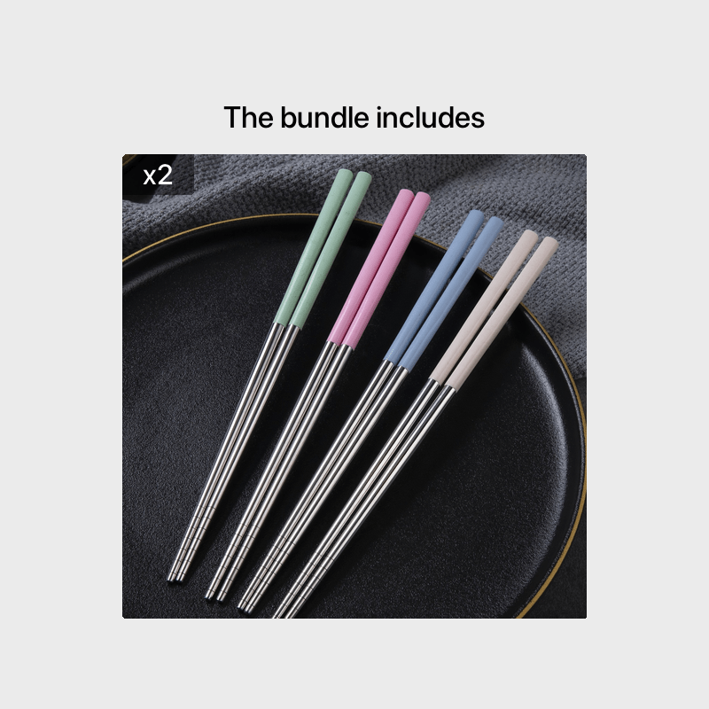 YUHUPHYLLIC 4 Pairs Stainless Steel Chopsticks  Reusable, Non-Slip, Dishwasher Safe Utensils for NZ Dining