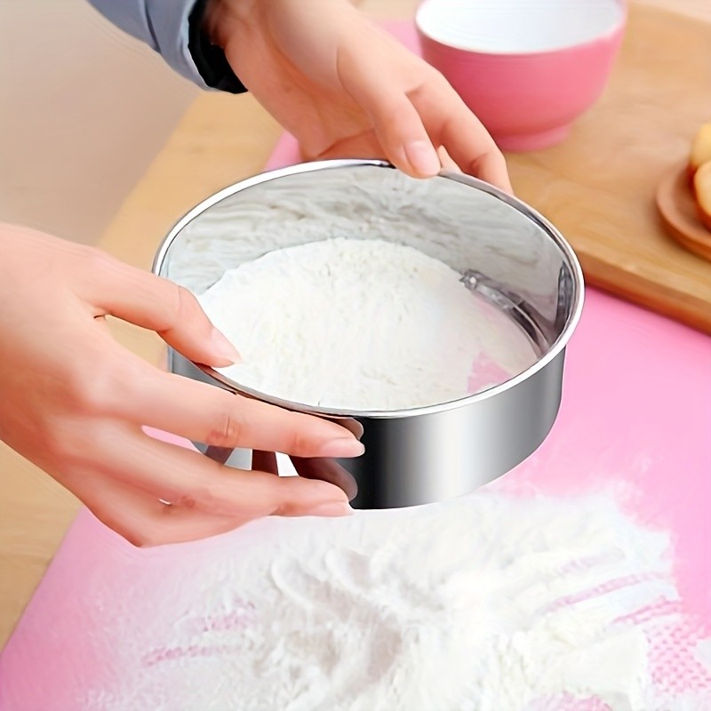 YUHUPHYLLIC Stainless Steel Fine Mesh Flour Sifter  Multi-Functional Tool for Cakes, Tarts, and Breads