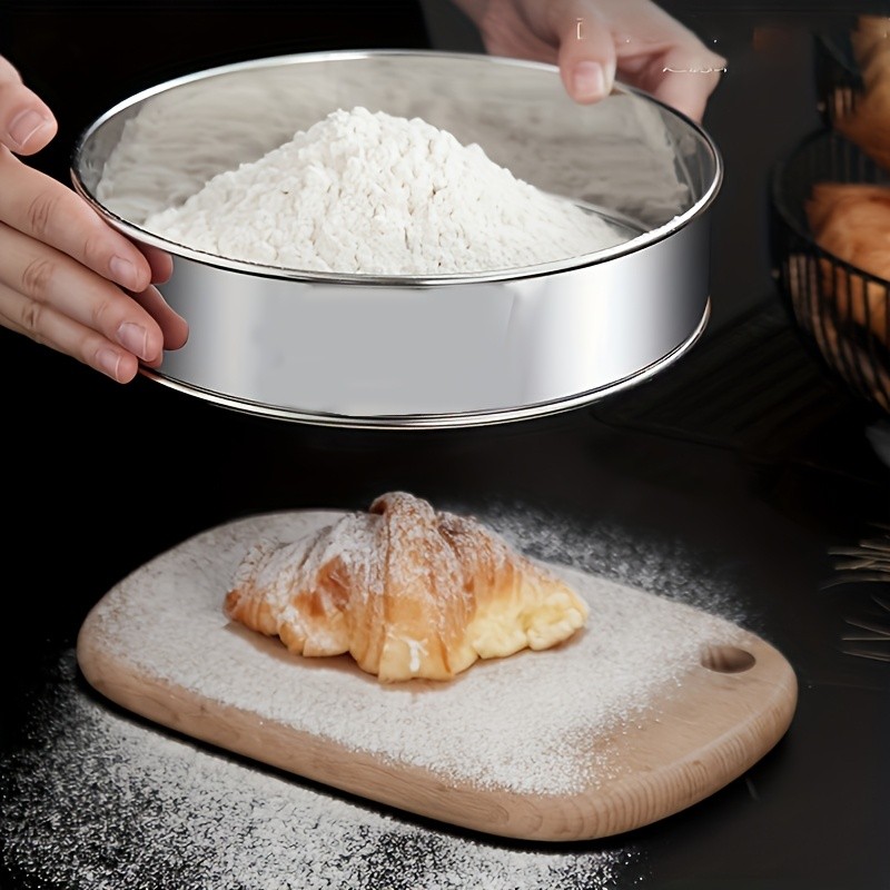 YUHUPHYLLIC Stainless Steel Fine Mesh Flour Sifter  Multi-Functional Tool for Cakes, Tarts, and Breads