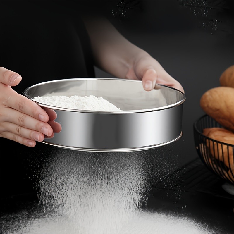 YUHUPHYLLIC Stainless Steel Fine Mesh Flour Sifter  Multi-Functional Tool for Cakes, Tarts, and Breads