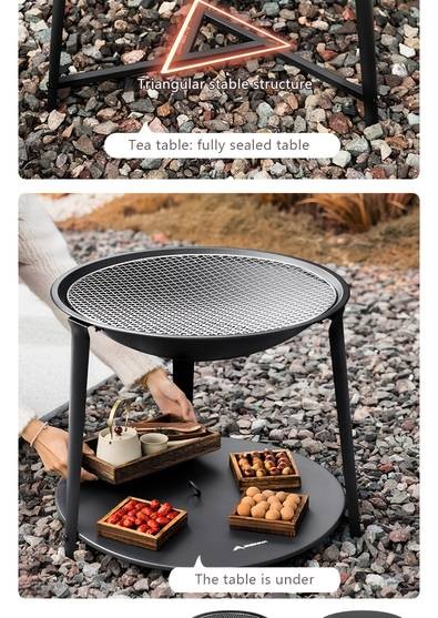 BISINNA Portable Charcoal Grill  Round Iron BBQ with Storage Space for Outdoor Cooking