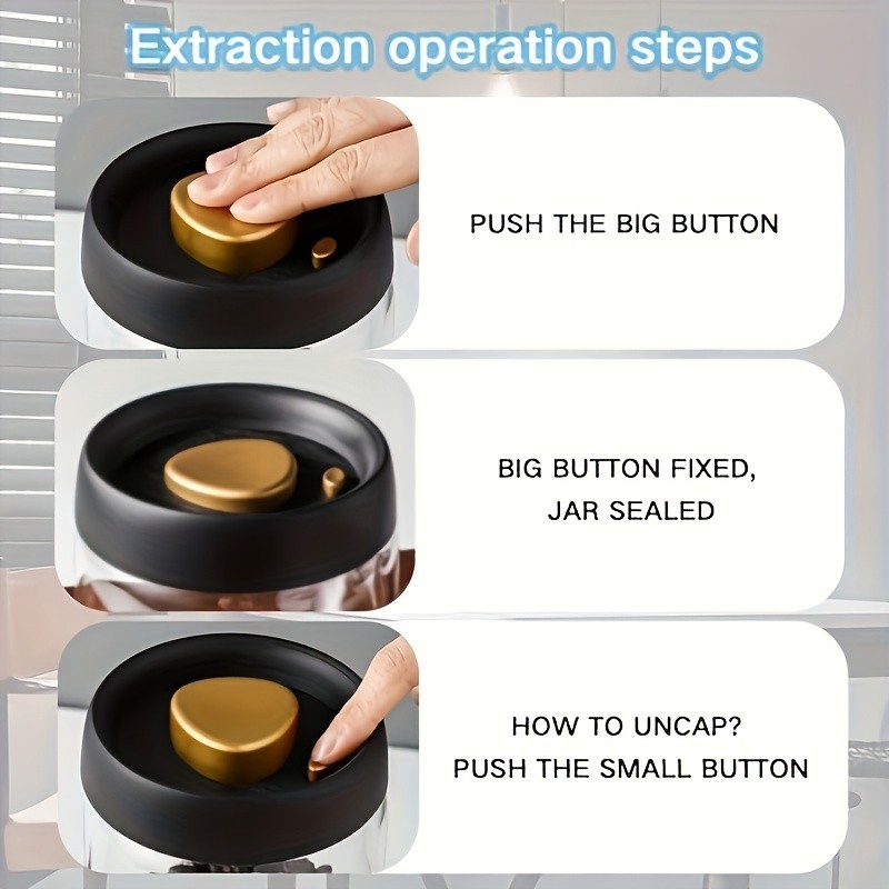 YUHUPHYLLIC Vacuum-Sealed Glass Storage Container Moisture-Proof Pressure Pump Storage Jar for Coffee Beans, Tea & Nuts