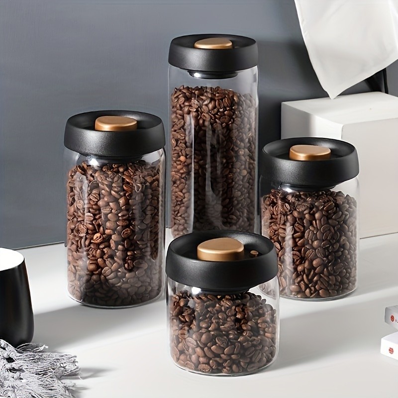 YUHUPHYLLIC Vacuum-Sealed Glass Storage Container Moisture-Proof Pressure Pump Storage Jar for Coffee Beans, Tea & Nuts