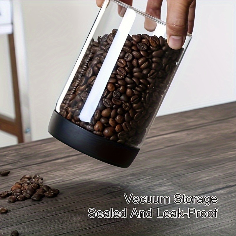 YUHUPHYLLIC Vacuum-Sealed Glass Storage Container Moisture-Proof Pressure Pump Storage Jar for Coffee Beans, Tea & Nuts