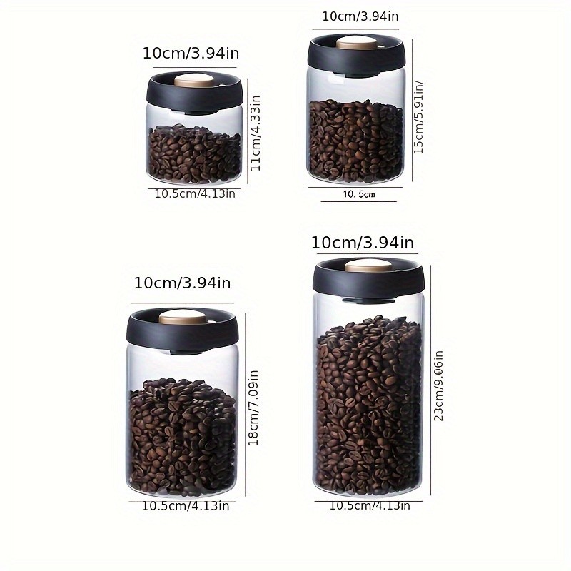YUHUPHYLLIC Vacuum-Sealed Glass Storage Container Moisture-Proof Pressure Pump Storage Jar for Coffee Beans, Tea & Nuts