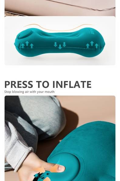 BISINNA Ultra-Light Press-to-Inflate Pillow  Minimalist Design for Camping, Hiking & Travel