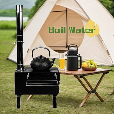 Portable Black Iron Camping Stove  Lightweight Outdoor Cooking Stove for Adventure