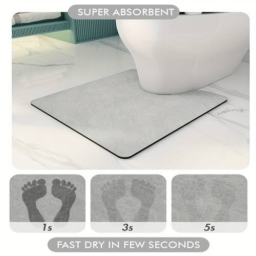 SIXHOME U-Shaped Toilet Mat Ultra Absorbent, Quick-Dry, Non-Slip Bathroom Mat