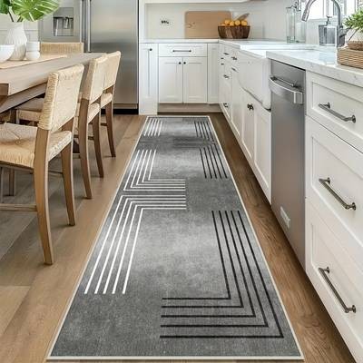 Modern Geometric Rug Non-Slip Backing, Stylish Design for Hallways, Bedrooms, Kitchens & Bathrooms