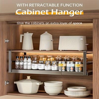 FARIDABIO Carbon Steel Hanging Storage Rack  Expandable Kitchen Organizer for Paper, Cling Film, and Seasonings