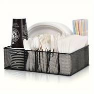 FARIDABIO Iron Metal Mesh Utensil Holder 6-Compartment Organizer for Kitchen, Office, and Camping