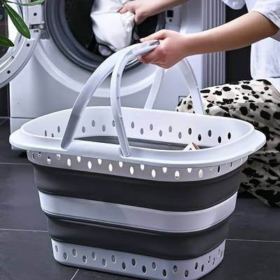 FARIDABIO 43L Collapsible Laundry Hamper Basket  Large Folding Clothes Bin with Comfort Grip Handle