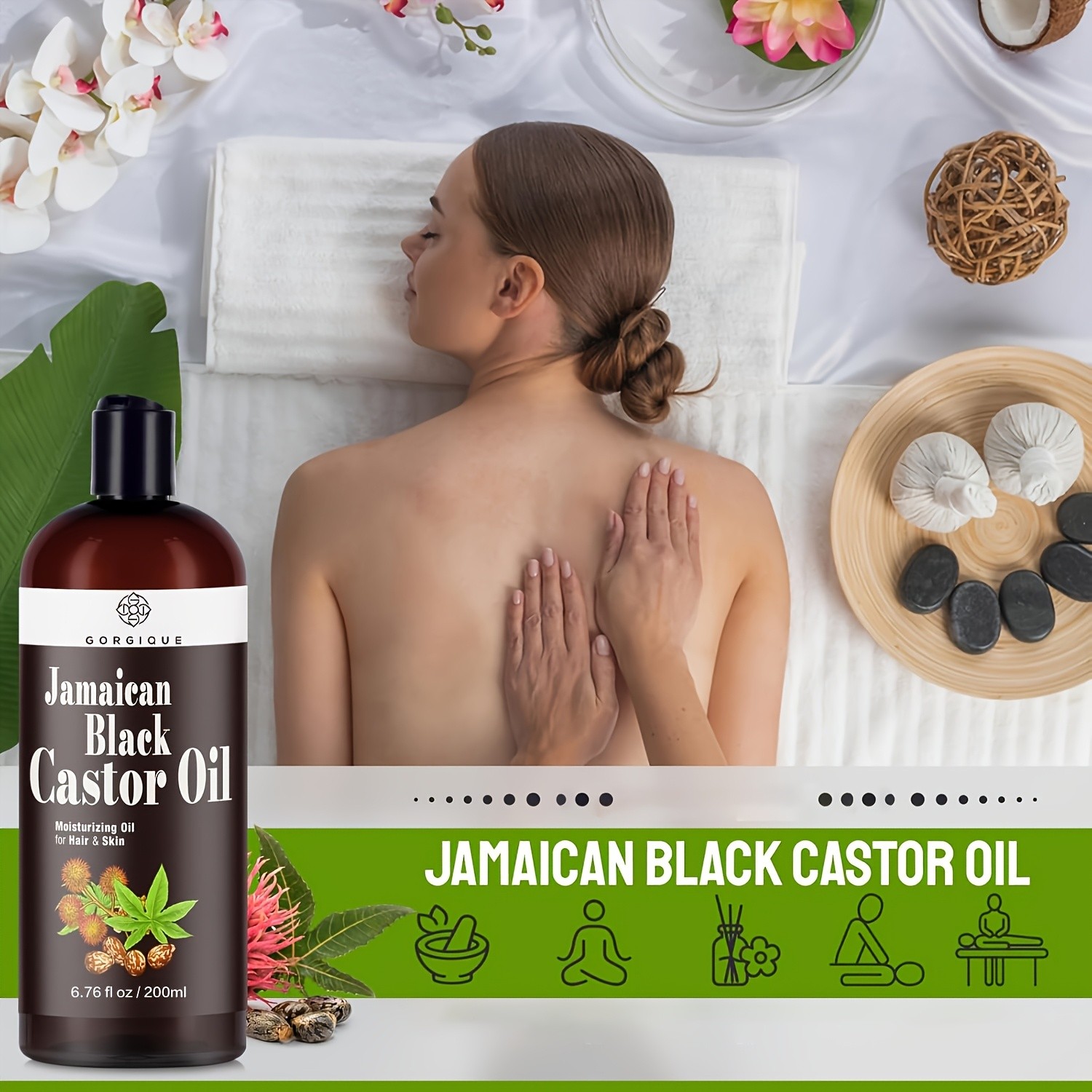 GORGIQUE Jamaica Black Castor Oil  Pure, Cold-Pressed Serum for Hair, Skin, and Nails