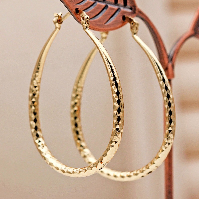YOYO 1 Pair Hip Hop Trendy Golden Plated Copper Round Hoop Earrings