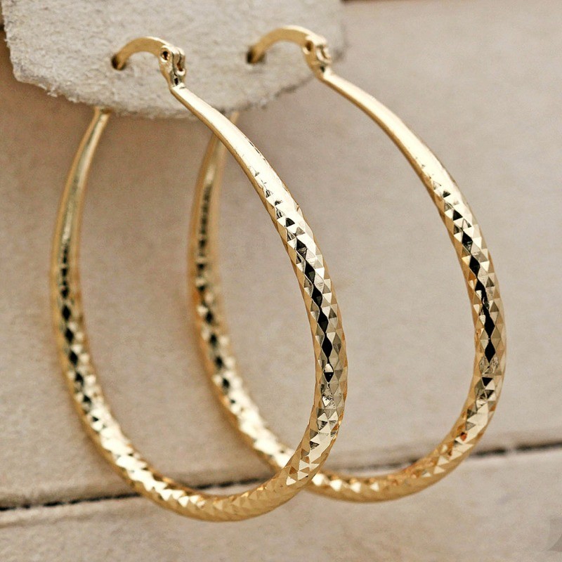 YOYO 1 Pair Hip Hop Trendy Golden Plated Copper Round Hoop Earrings
