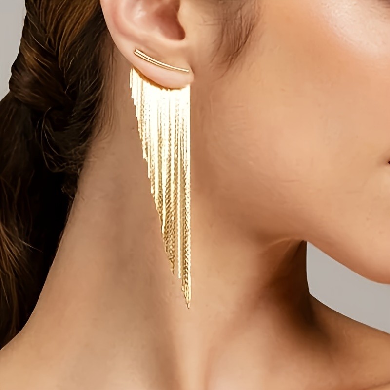 YOYO Women's Sparkling KC Golden-Plated Irregular Tassel Drop Earrings