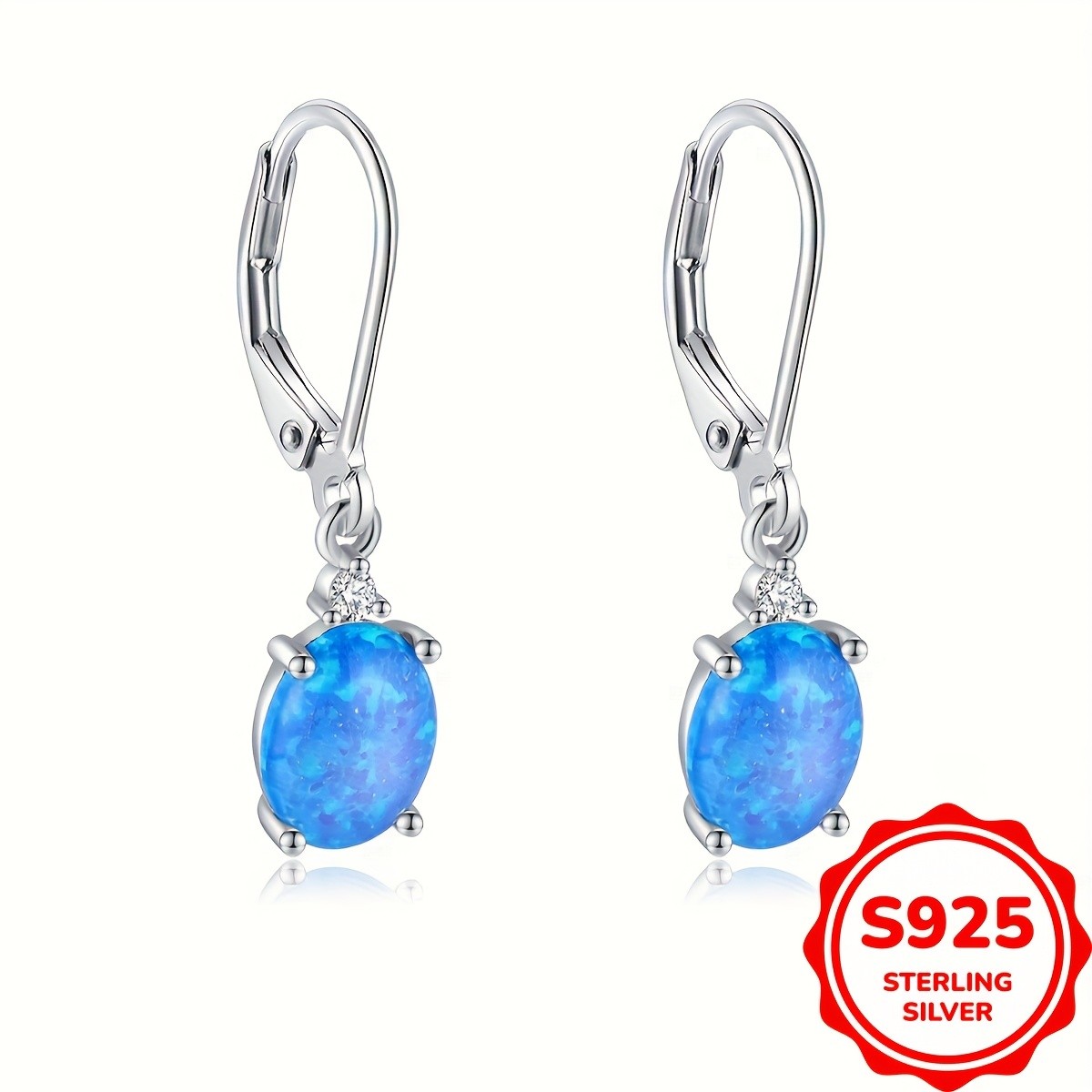 ANGOL S925 Sterling Silver Dangle Earrings with Round