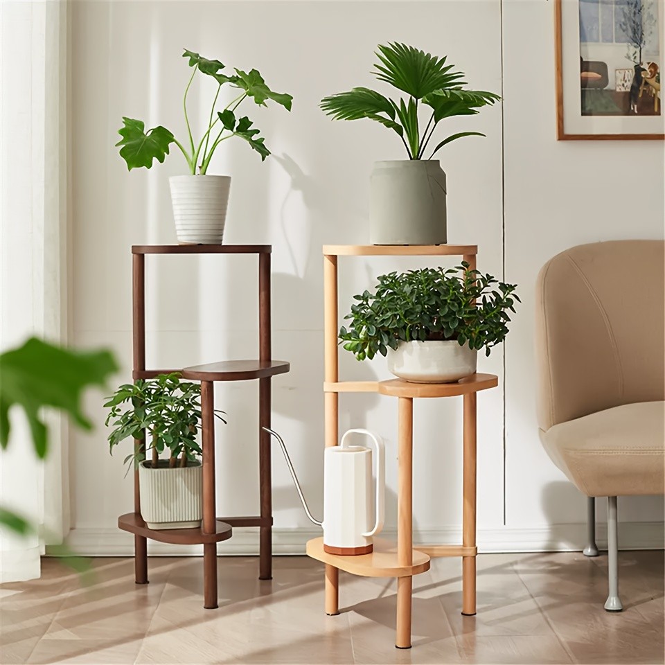 wisfor 3-Tier Bamboo Corner Plant Stand Space-Saving and Stylish Solution for Indoor and Outdoor Use