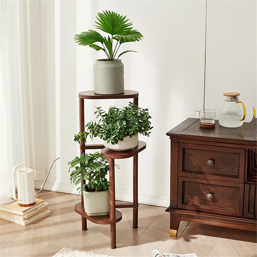 wisfor 3-Tier Bamboo Corner Plant Stand Space-Saving and Stylish Solution for Indoor and Outdoor Use