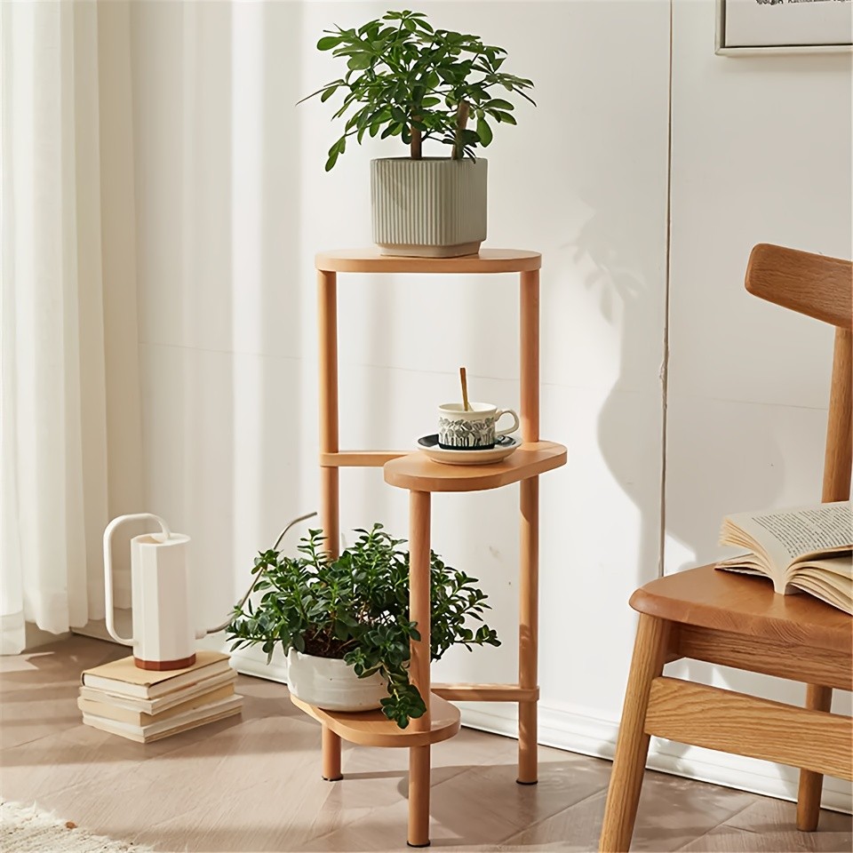 wisfor 3-Tier Bamboo Corner Plant Stand Space-Saving and Stylish Solution for Indoor and Outdoor Use