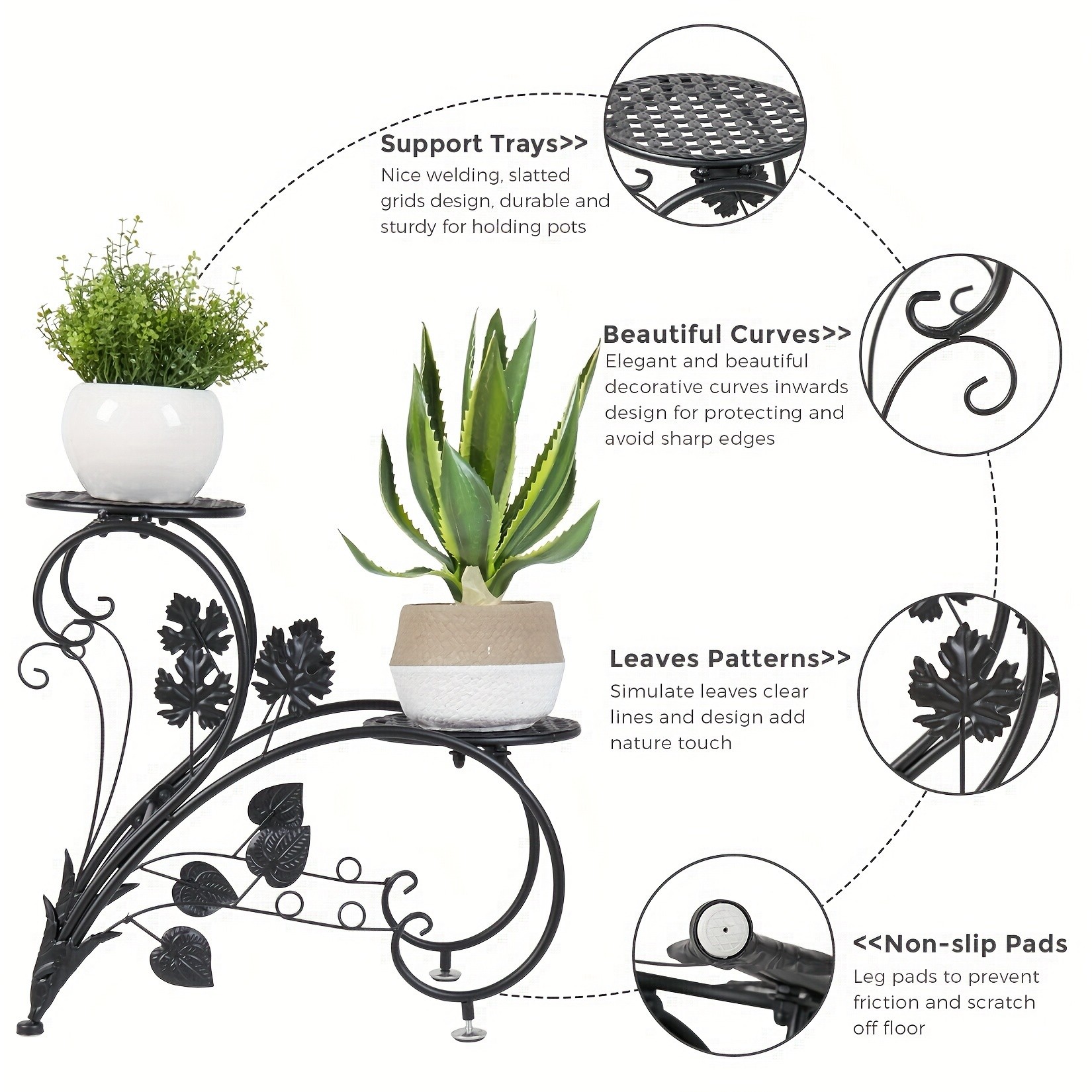 wisfor 4-Tier Tall Plant Pot Stands  Elegant, Durable Design for Indoor and Outdoor Plant Display