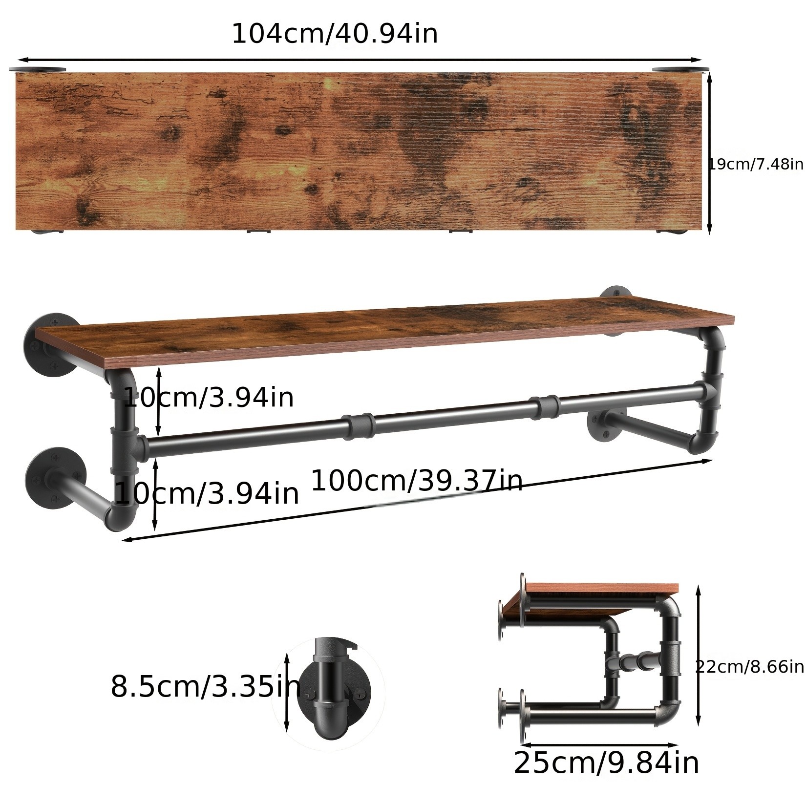 wisfor Heavy Duty Industrial Wall-Mounted Pipe Garment Rack  Maximize Vertical Space with Sturdy Storage Solutions