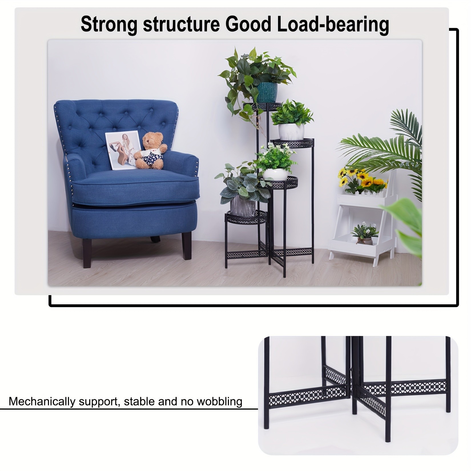 wisfor 4-Tier Folding Metal Planter Pots Holder Elegant and Durable Storage for Indoor and Outdoor Plants