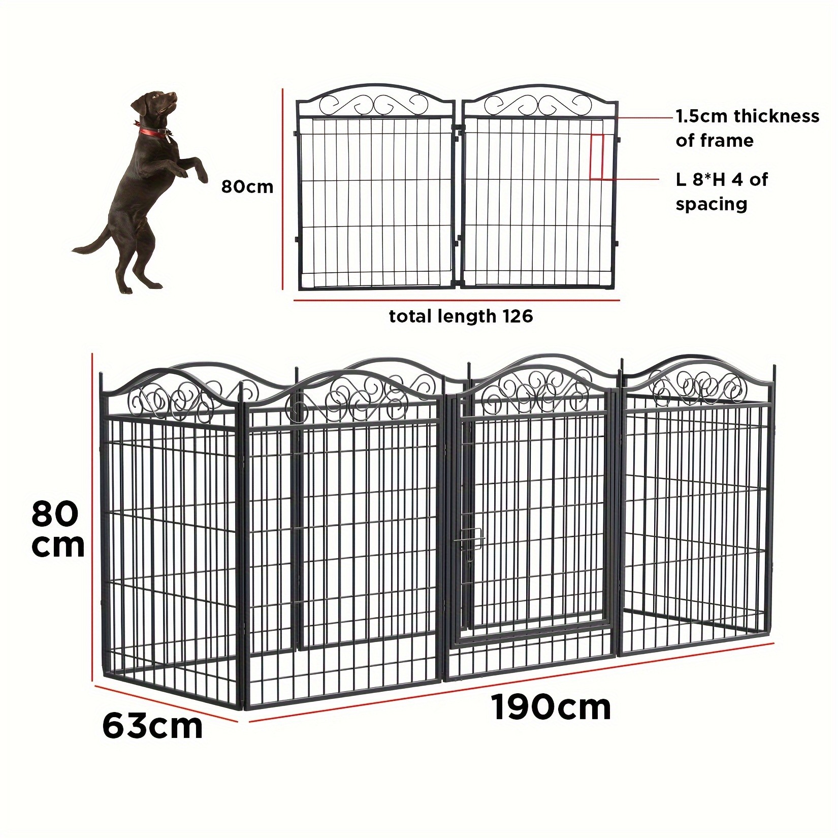 wisfor Heavy Duty Metal Dog Panel Pet Playpen Durable and Foldable Fence for Dogs