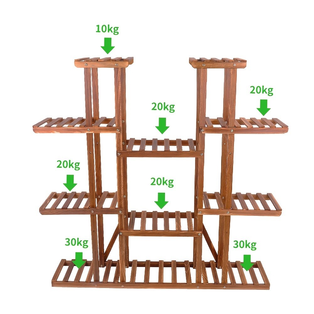 wisfor 11-Tier Wooden Plant Stand  Elegant Display Rack for Your Garden & Home