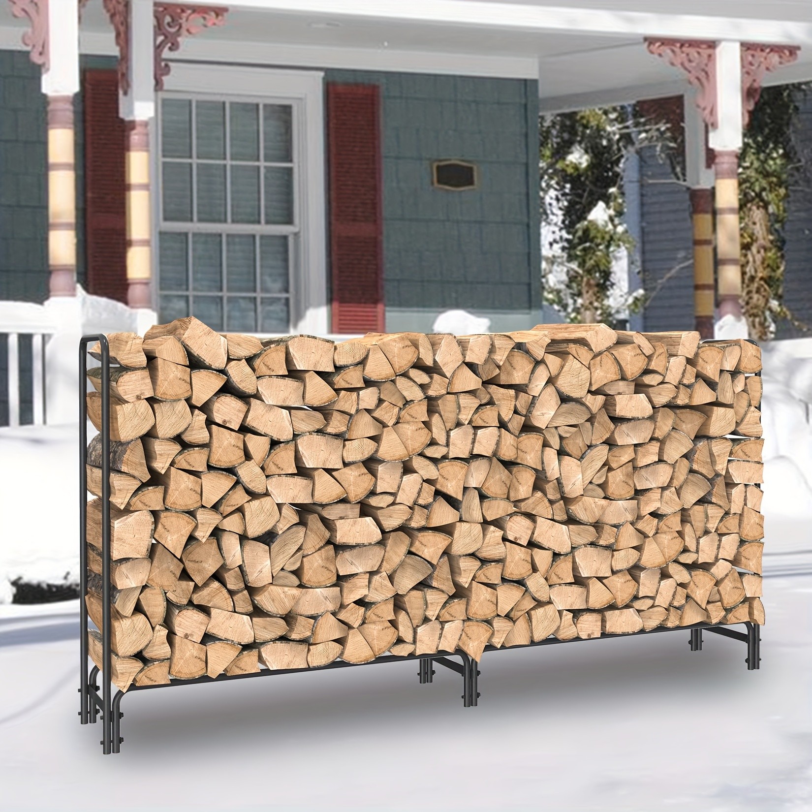 wisfor Metal Iron Firewood Rack  Heavy Duty Log Storage for Fireplace