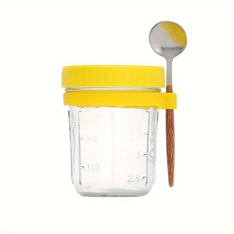 FARIDABIO 12oz Overnight Oat Cup  Portable Glass Container with Lid and Spoon for On-the-Go Breakfast