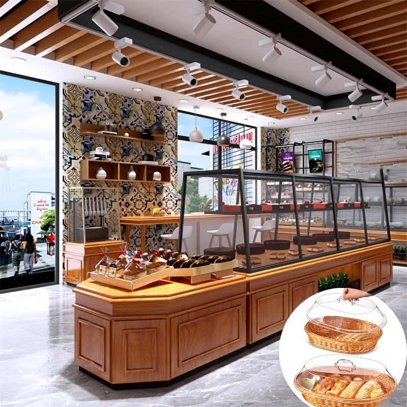 FARIDABIO Bread Basket with Clear Acrylic Lid  Stylish and Durable Food Storage for Pastries and Desserts