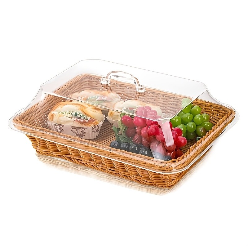 FARIDABIO Bread Basket with Clear Acrylic Lid  Stylish and Durable Food Storage for Pastries and Desserts