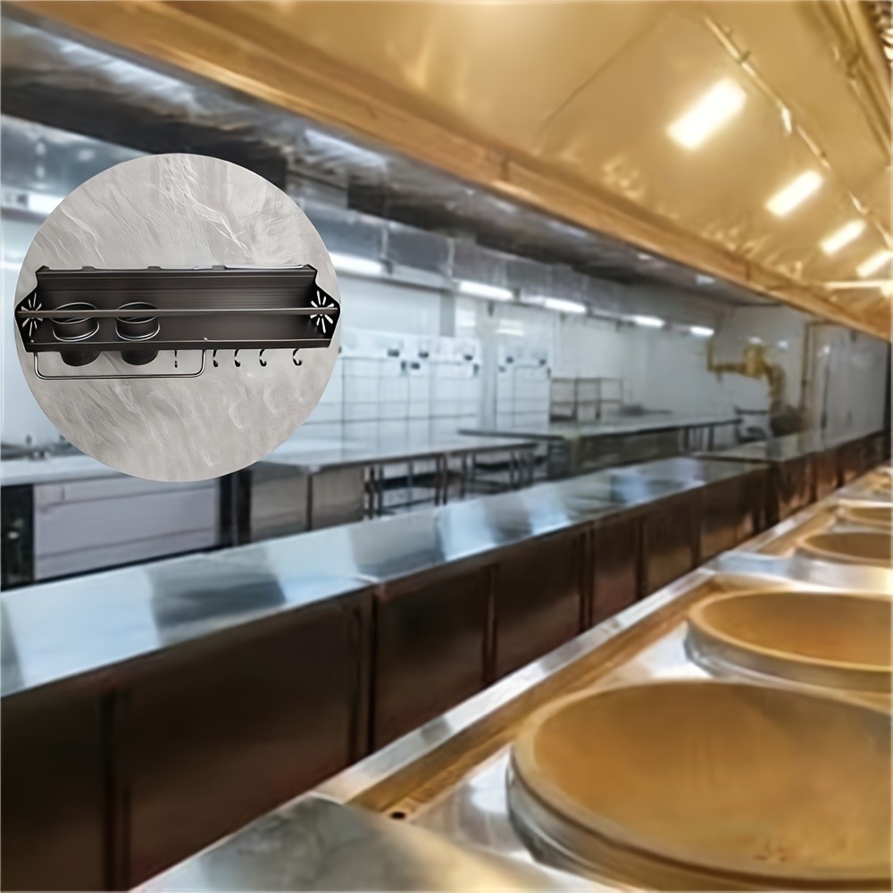 FARIDABIO Varnished Metal Hanging Shelf  Wall-Mounted Kitchen Utensil Rack with Hooks