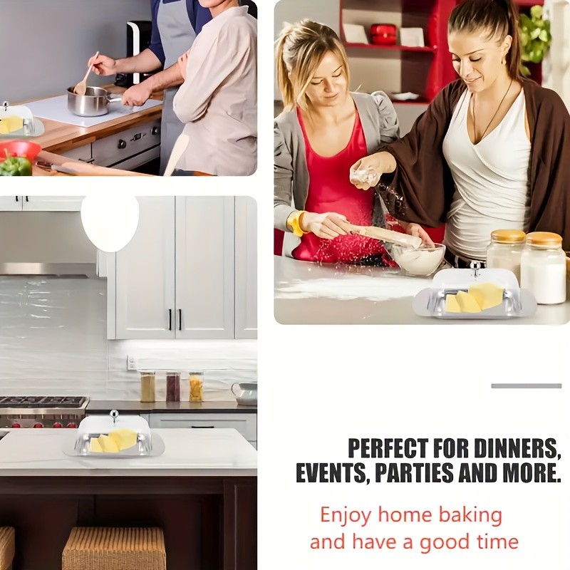 FARIDABIO Premium Butter Dish Stainless Steel Butter Keeper with Plastic Cover