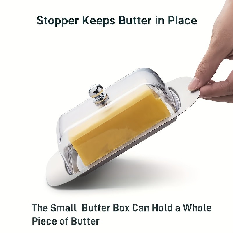 FARIDABIO Premium Butter Dish Stainless Steel Butter Keeper with Plastic Cover