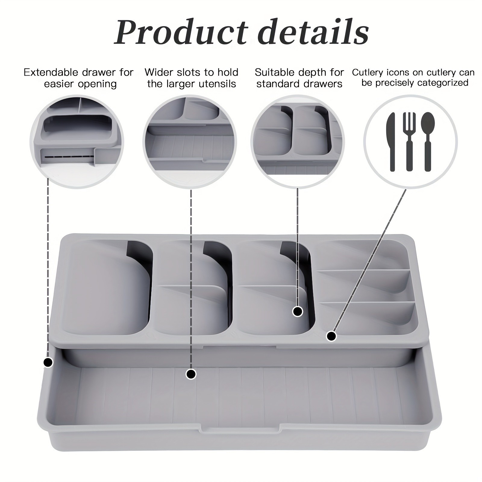 FARIDABIO Expandable Silverware Organizer Tray  Versatile Utensil Holder for Kitchen Drawers