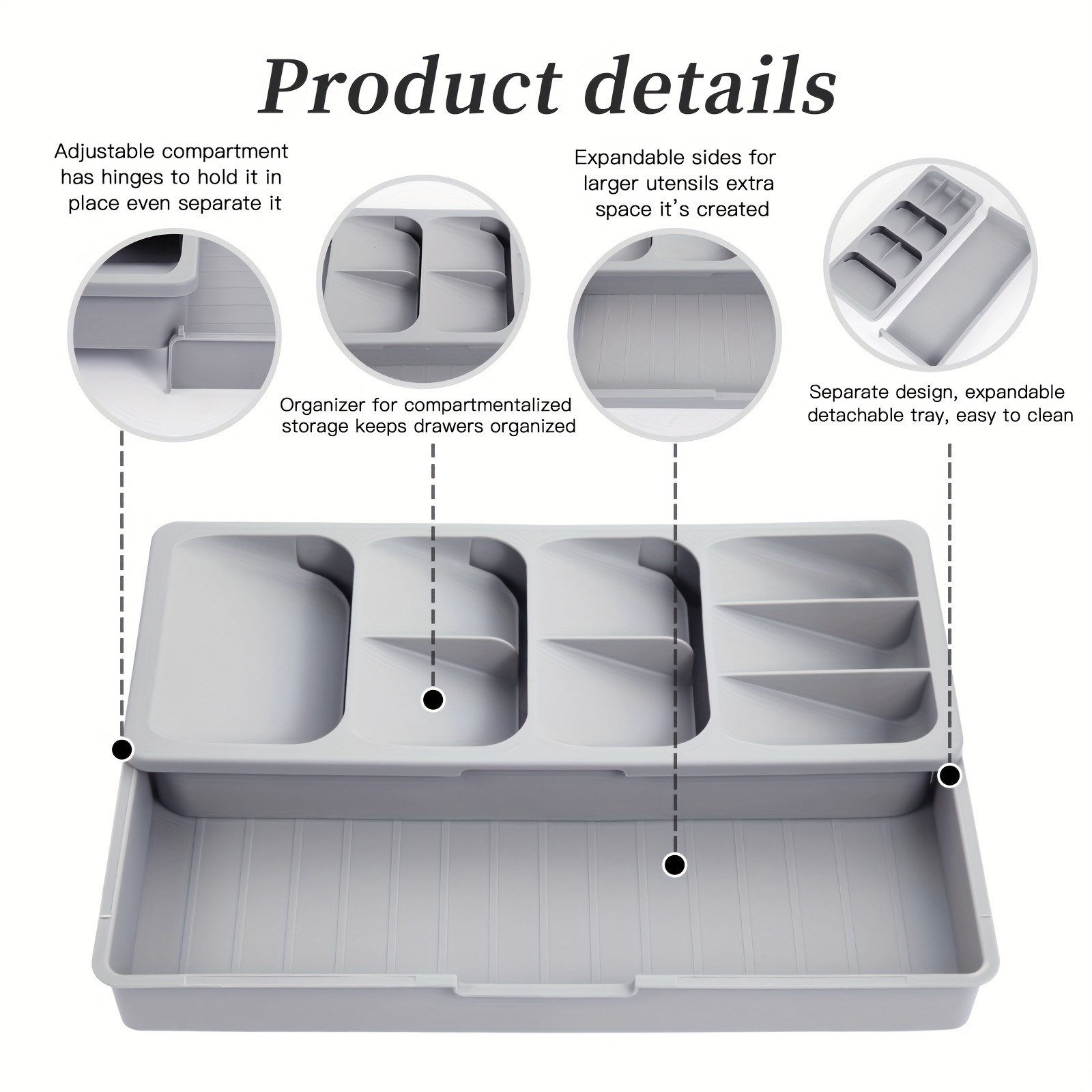 FARIDABIO Expandable Silverware Organizer Tray  Versatile Utensil Holder for Kitchen Drawers