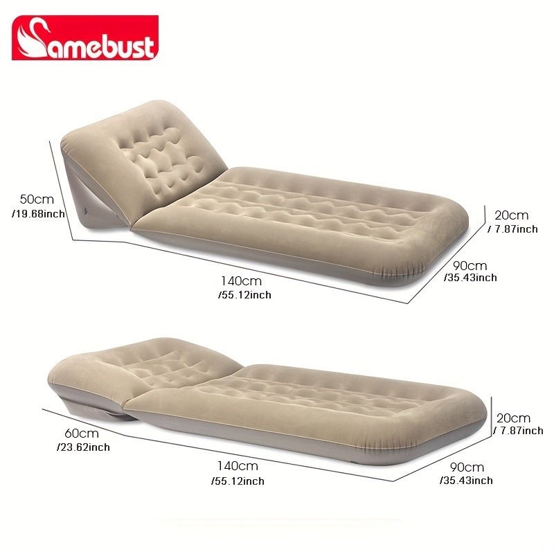 CAMEBUST Inflatable Flocking Sofa Adjustable Single Foldable Airbed Mattress for Home and Outdoor Relaxation