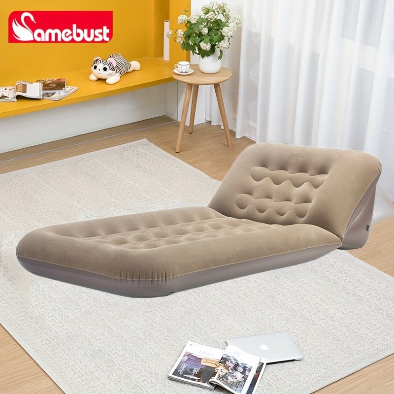 CAMEBUST Inflatable Flocking Sofa Adjustable Single Foldable Airbed Mattress for Home and Outdoor Relaxation